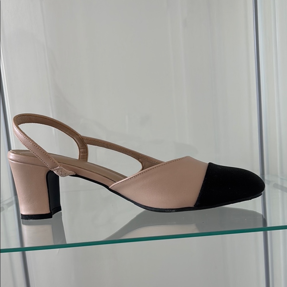 Amazon Black and Tan Slingback Heels